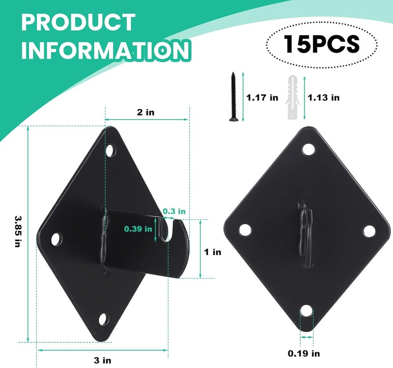 ALISWAT 15 Pcs Gridwall Mount Brackets with Screws,Metal Grid Panel Wall Mount Bracket,Grid Wall Accessory for Grid Panels Warehouse Office Cloakroom Retail Display Wall - Image 2